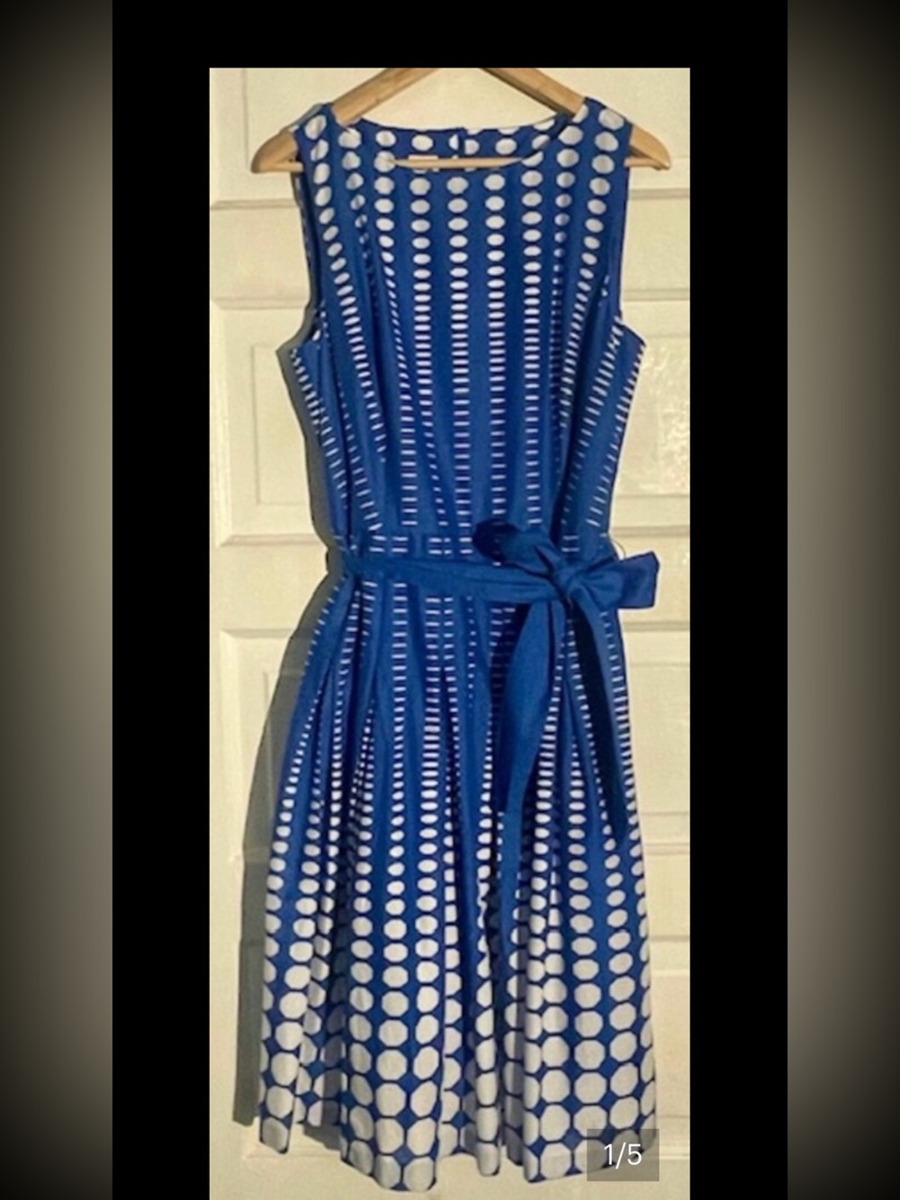 NWT Anne Klein Blue & White Sleeveless Dress Size 12